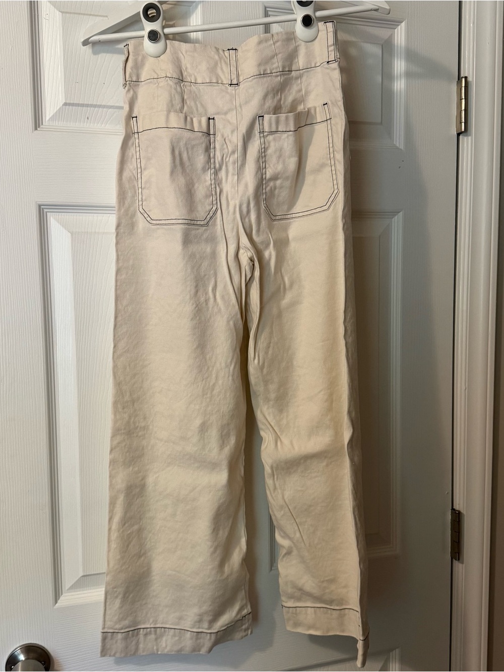 Maeve The Collette Cream Pants with Dark Contrast Stitching - Picture 6 of 9